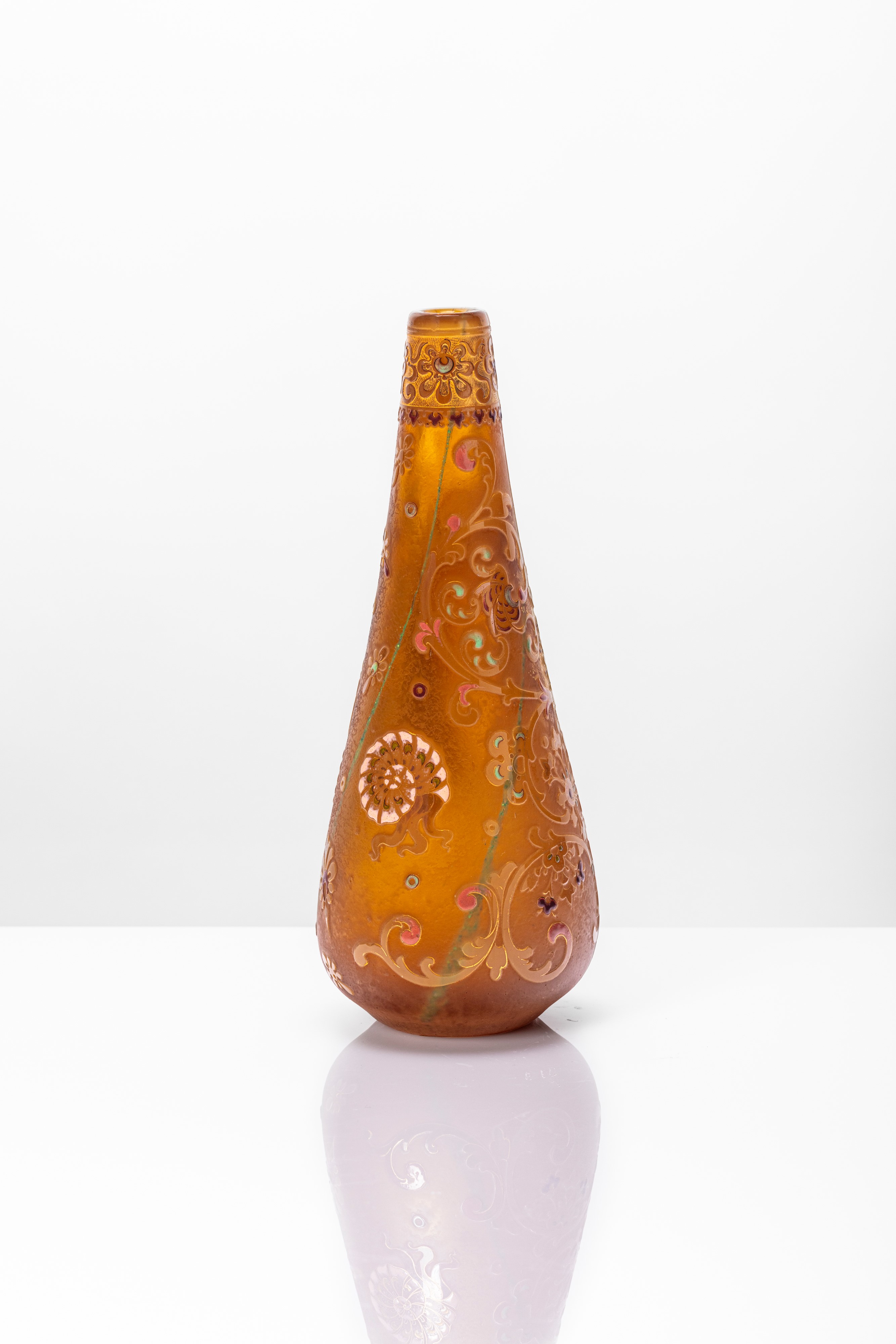 Burgun e Schwerer, Verrerie D'art De Lorraine - Vaso a Goccia con Decoro Mitologico