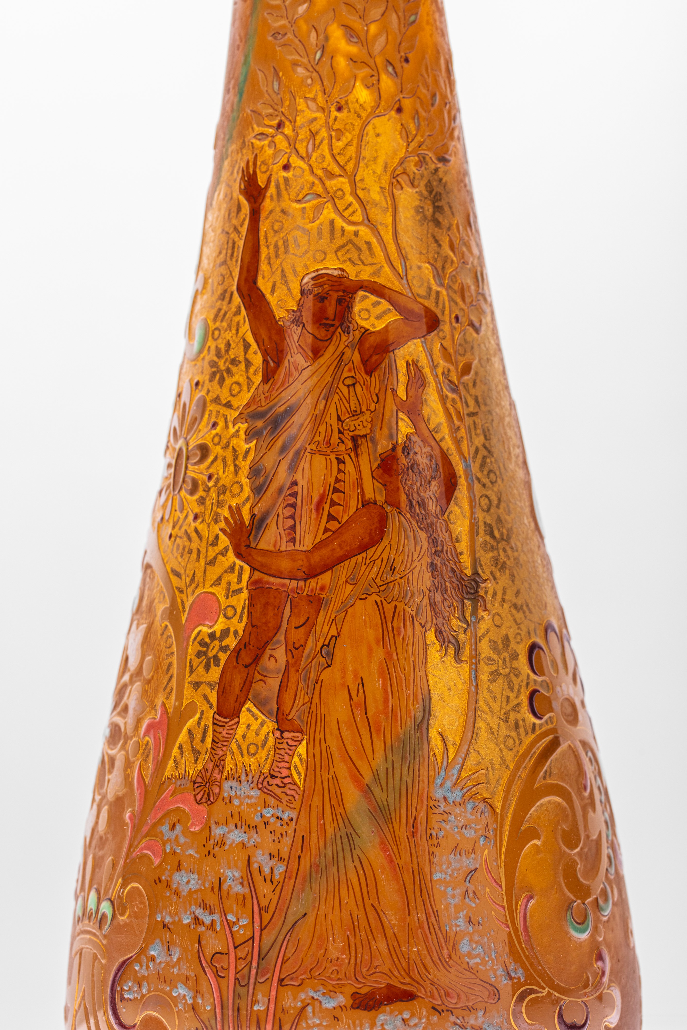 Burgun e Schwerer, Verrerie D'art De Lorraine - Vaso a Goccia con Decoro Mitologico