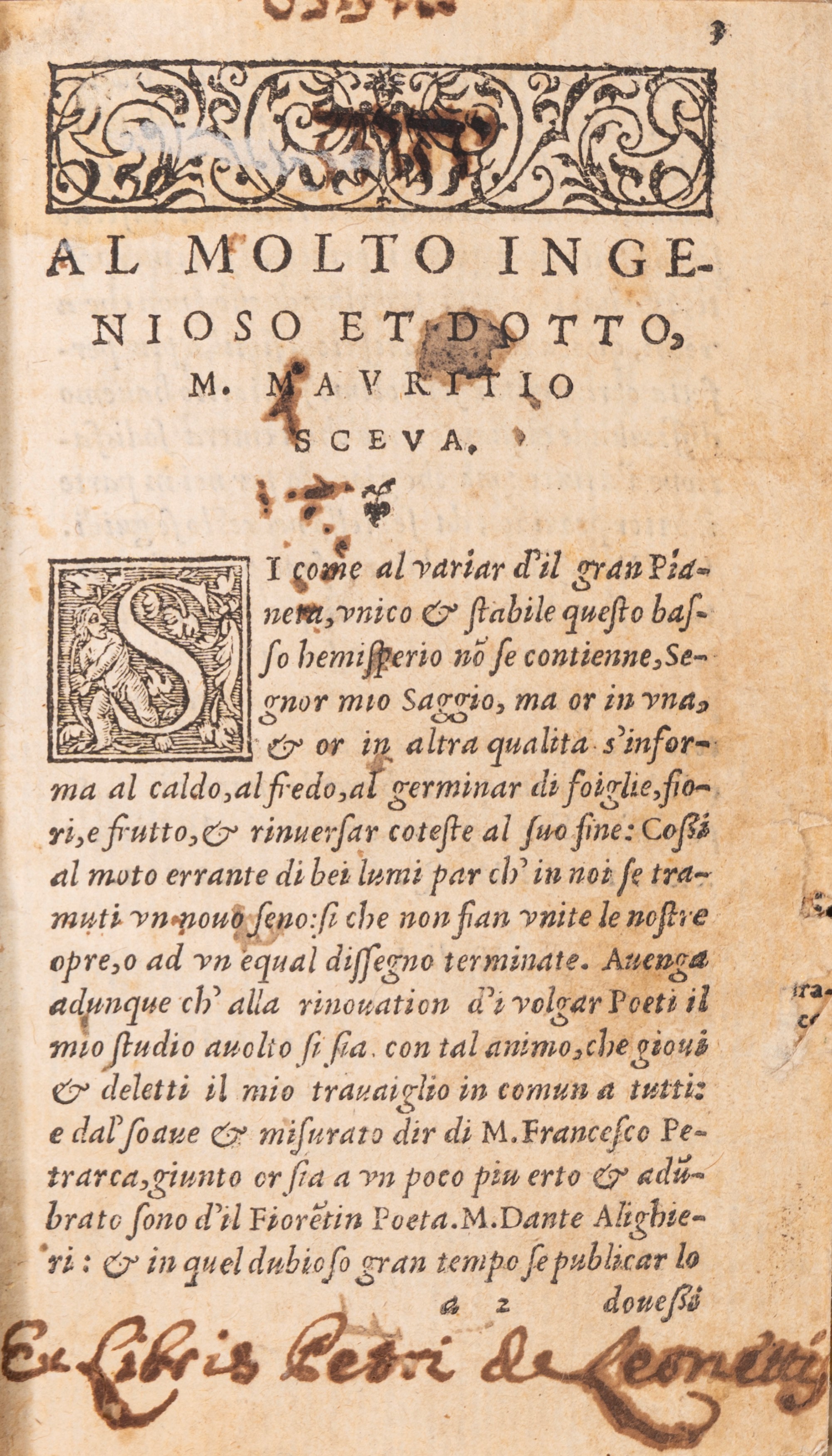 Dante Alighieri - Il Dante, con argomenti e dichiarazione de molti luoghi, prima edizione del 154...