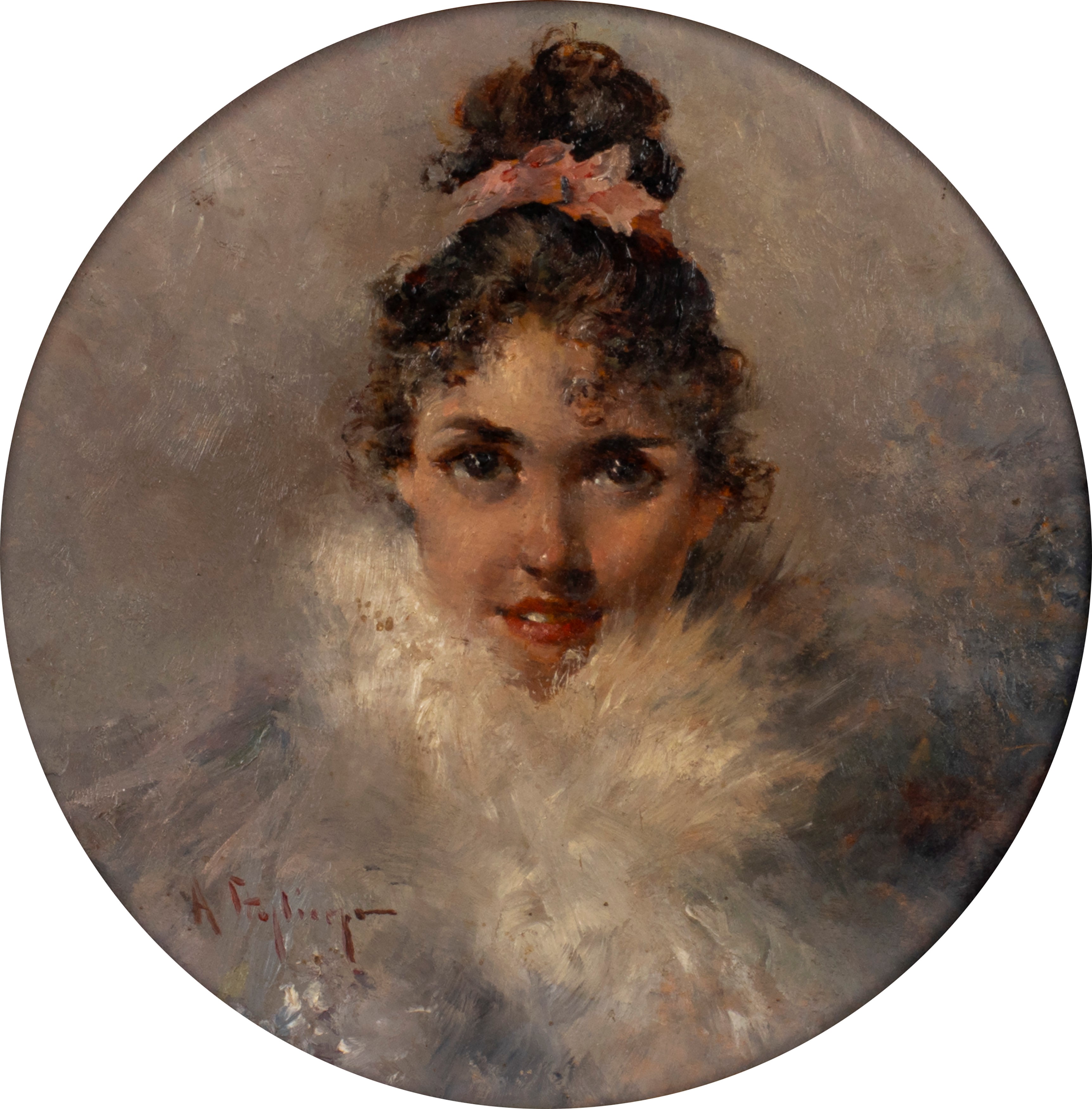 Arturo Stagliano - Coppia di Ritratti Femminili in Tondo