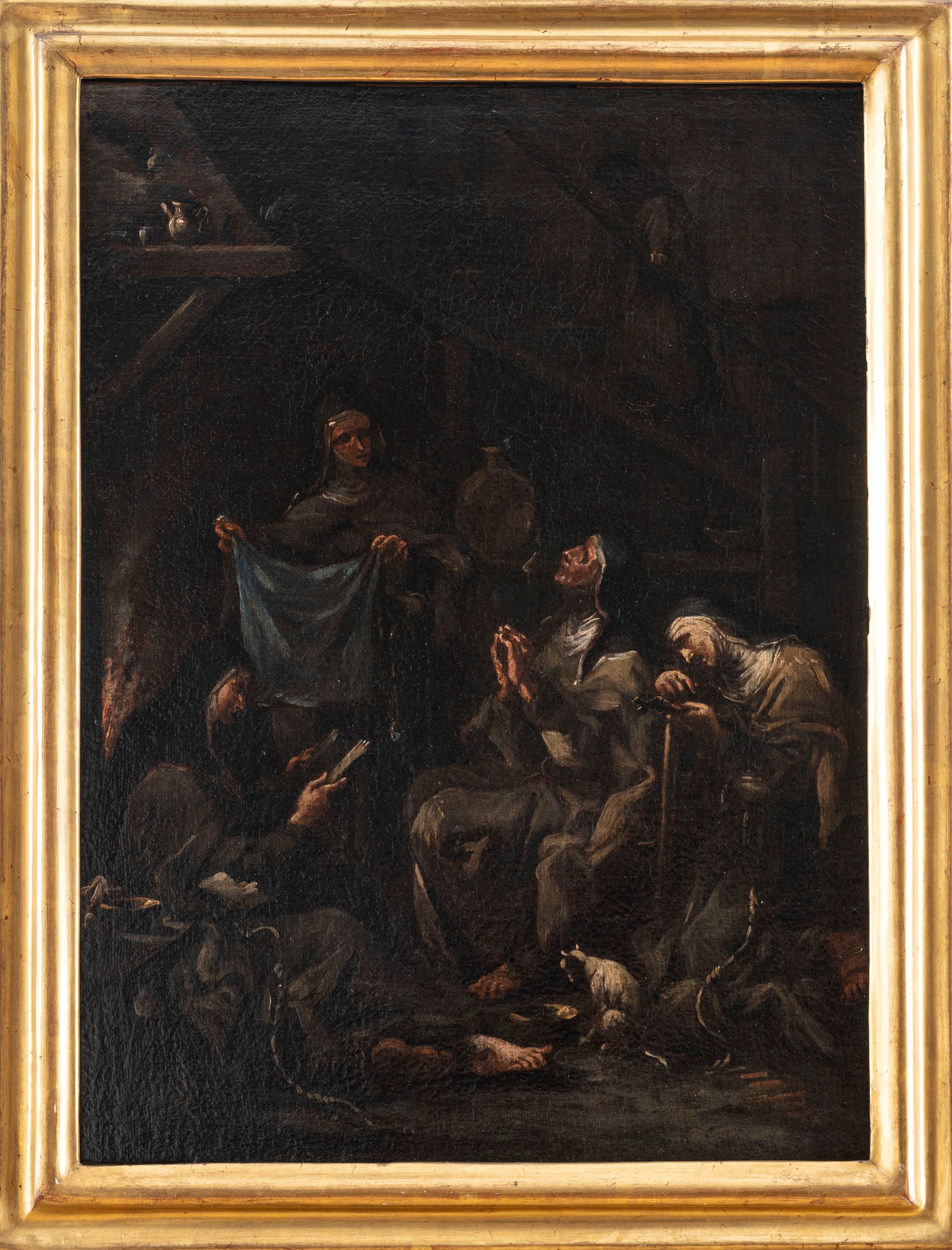 Alessandro Magnasco - Monache francescane davanti al camino, olio su tela