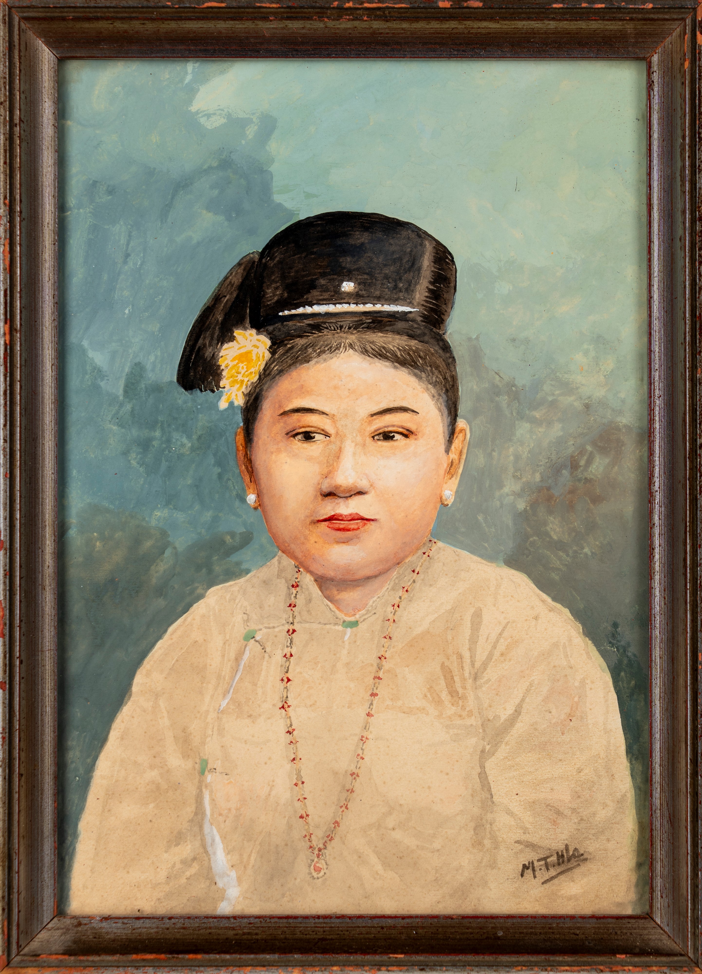 Mg Tun Hla (1874-1946) - Coppia di ritratti di donne burmesi