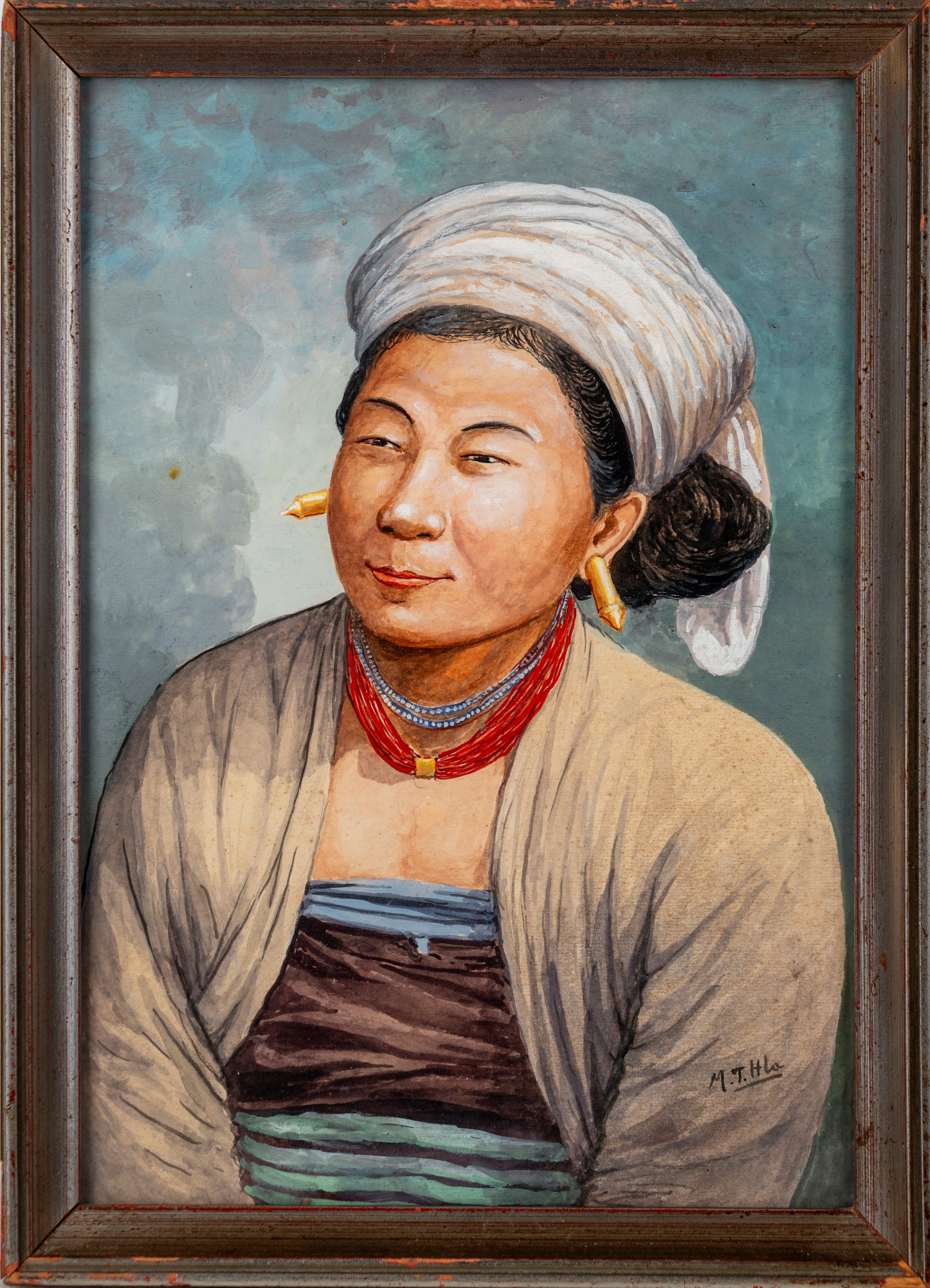 Mg Tun Hla (1874-1946) - Coppia di ritratti di donne burmesi