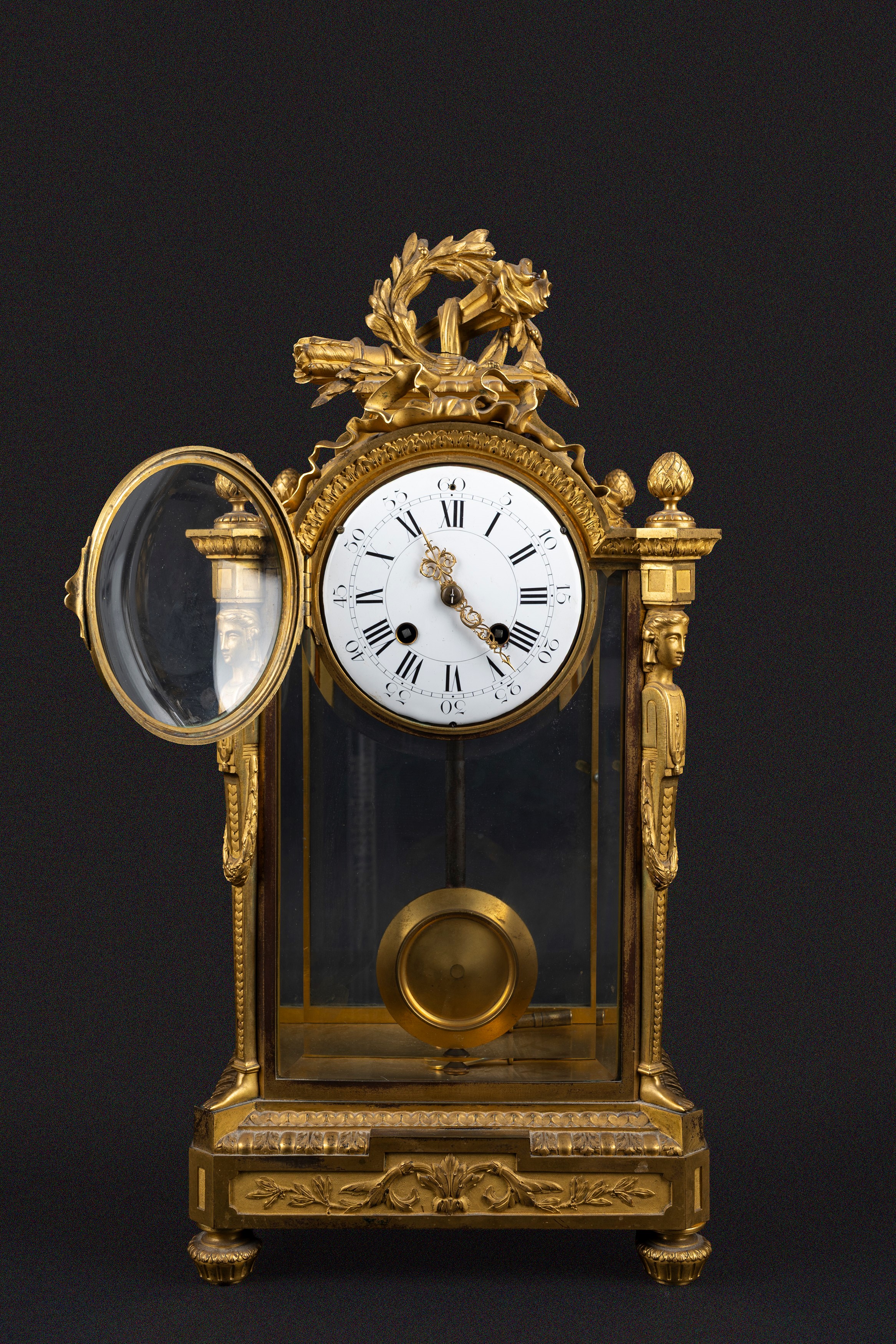 Pendola da Tavolo in Bronzo Dorato, Francia Secolo XIX