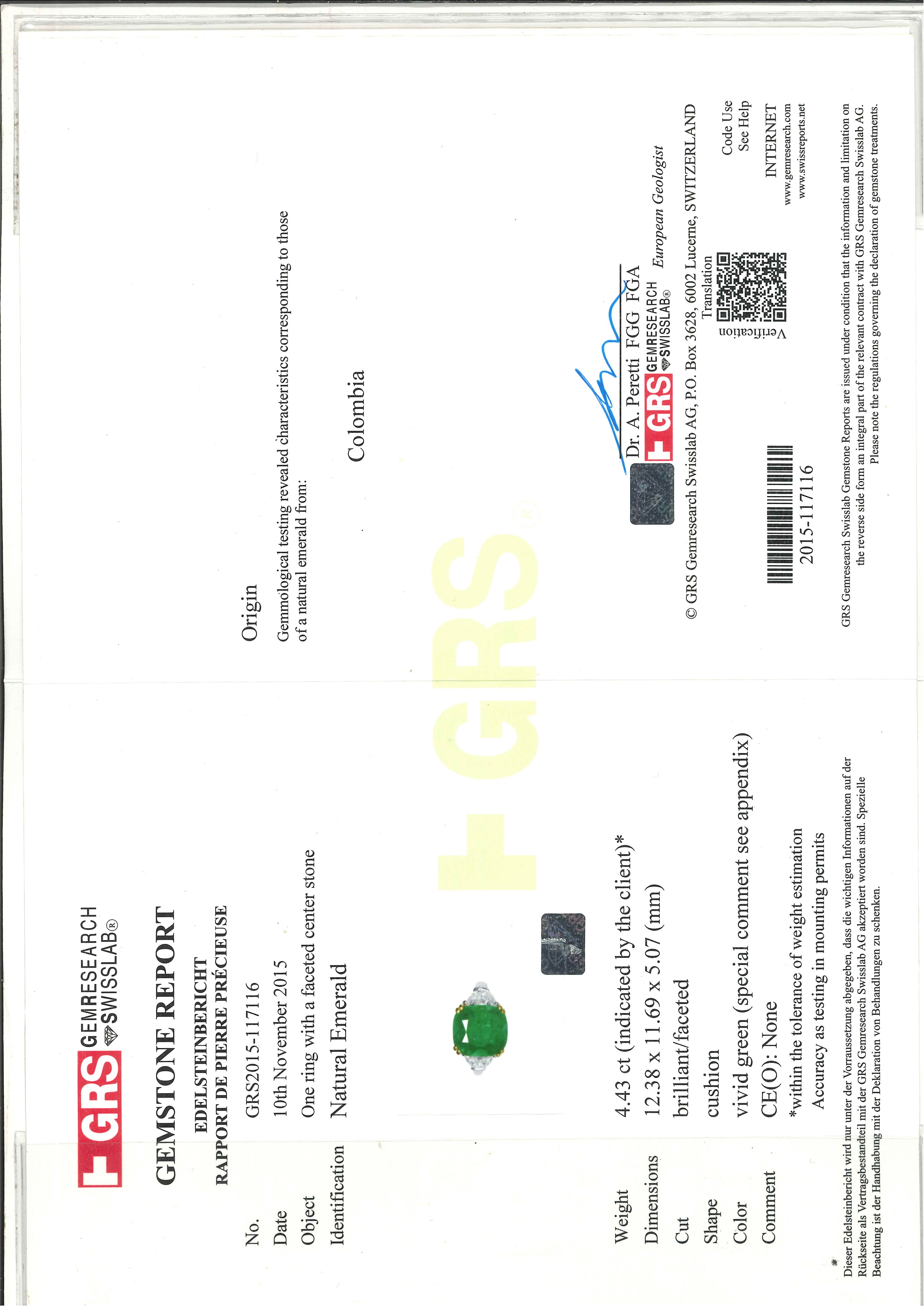 Anello con smeraldo Colombia