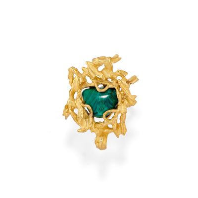 Anello Scultura con Malachite
