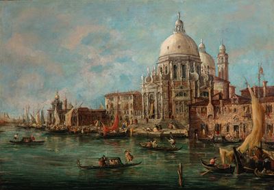 Venezia, Canal Grande Verso la Chiesa della Madonna della Salute e la Punta della Dogana