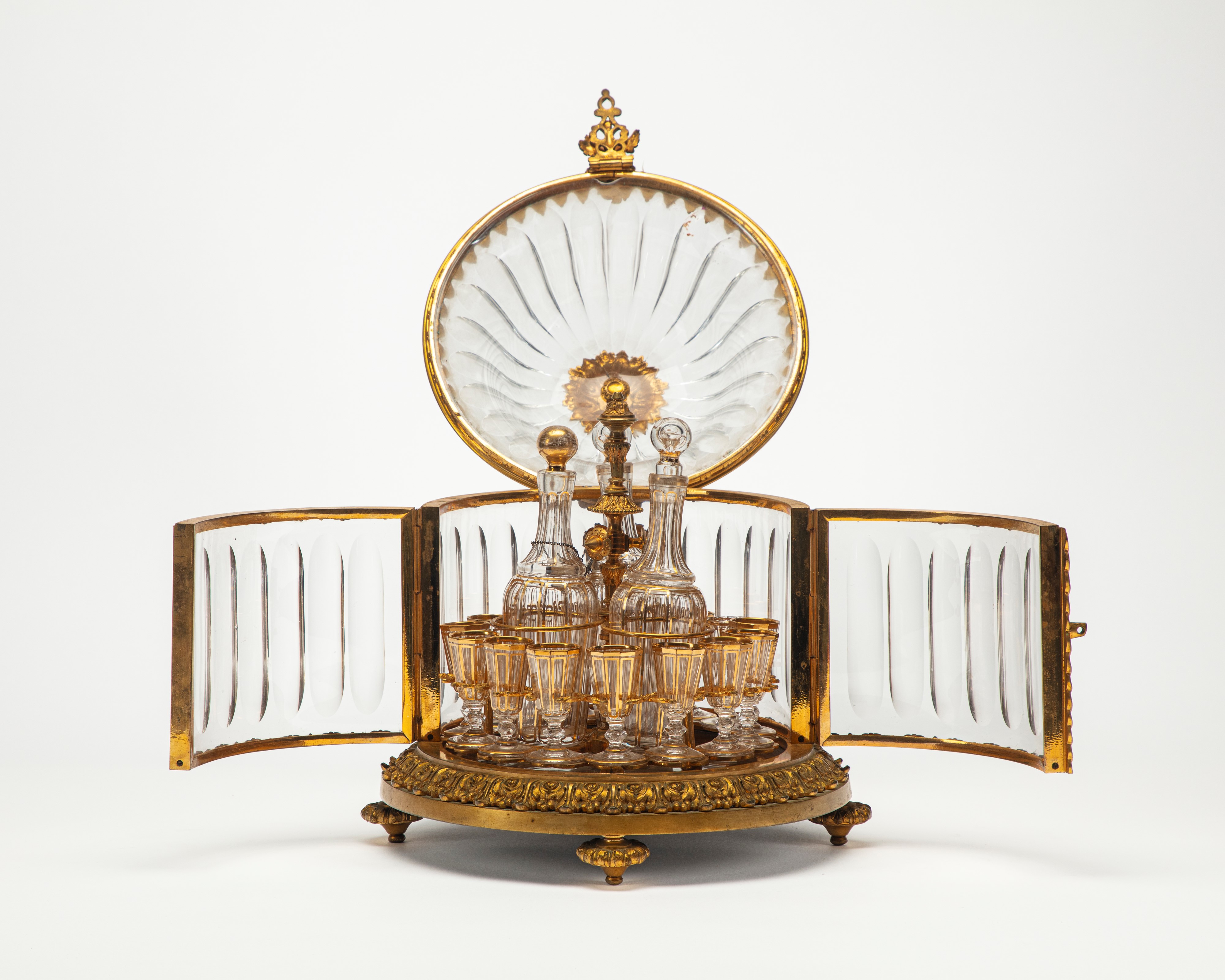 Baccarat. Portaliquori in Bronzo e Cristallo, Secolo XIX