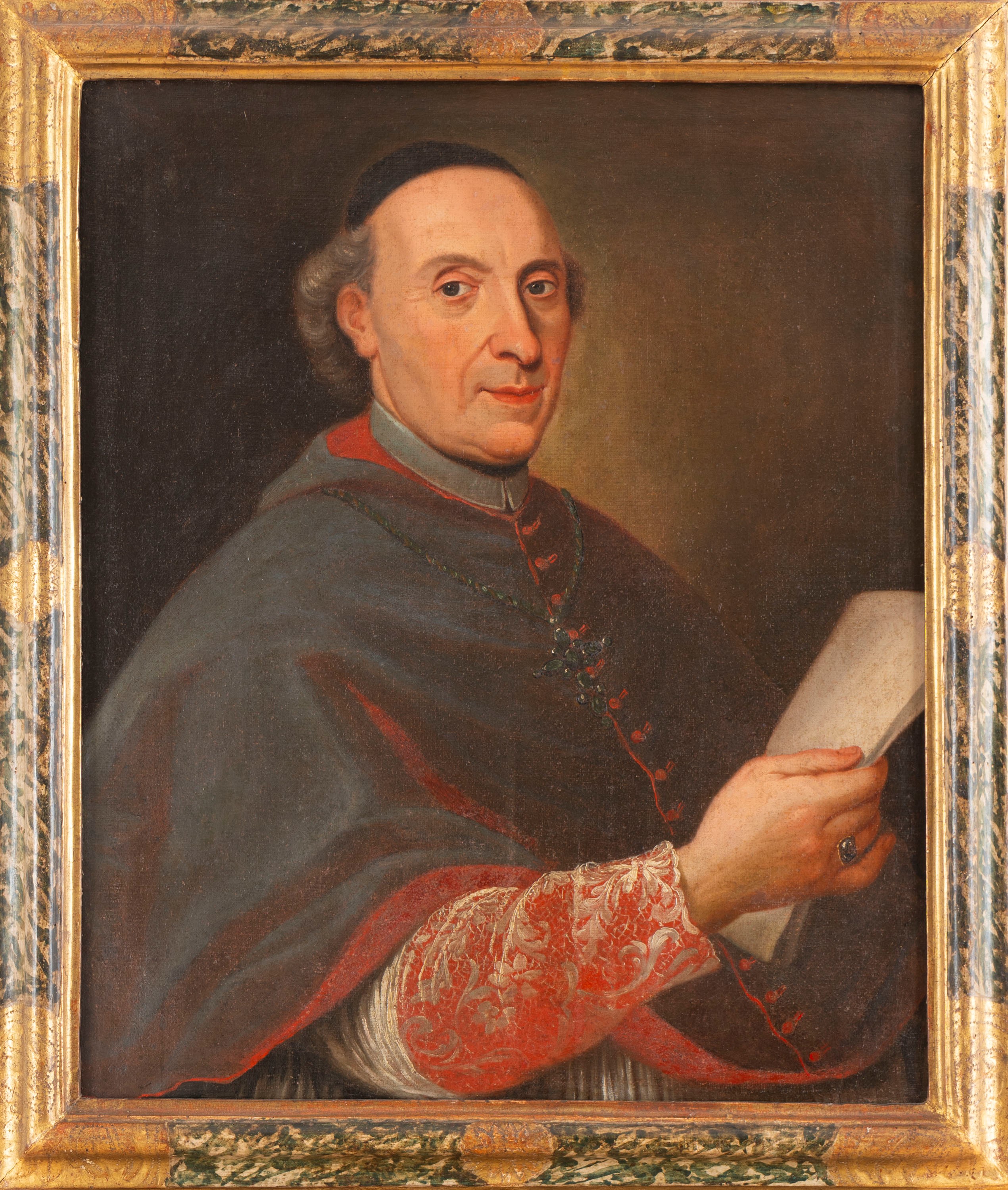 Ritratto di prelato a mezzo busto con lettera in mano