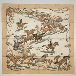 Les Mustangs silk twill scarf 