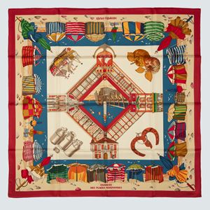 Charmes des Plages Normandes silk twill scarf