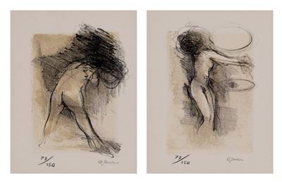 Due fogli, due litografie a colori (es. 73/150)