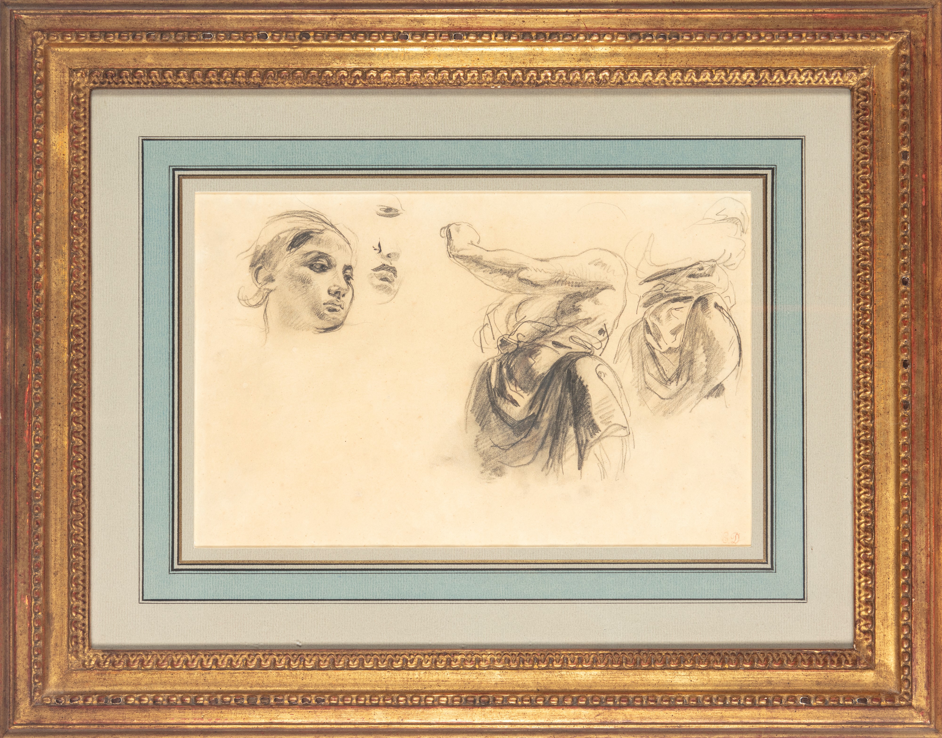 Eugène Delacroix - Studi di Testa e Torso Femminili