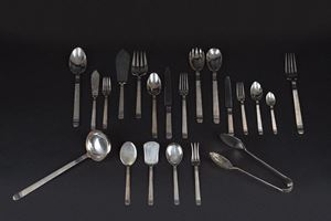Silver-plated metal cutlery set, Macabo, Cusano Milanino, 1960s