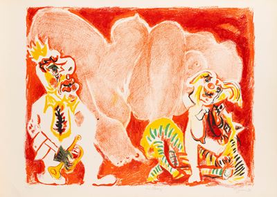 Les clowns, litografia a colori, 1974