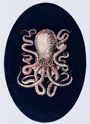 Piero Fornasetti, Octopus. Tappeto ovale in lana