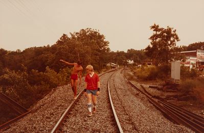 Senza Titolo (two Boys Walking On Railroad Tracks)