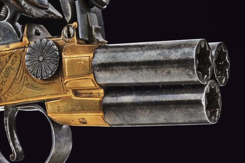 Raro mazzagatto a pietra focaia a tre canne di Richards