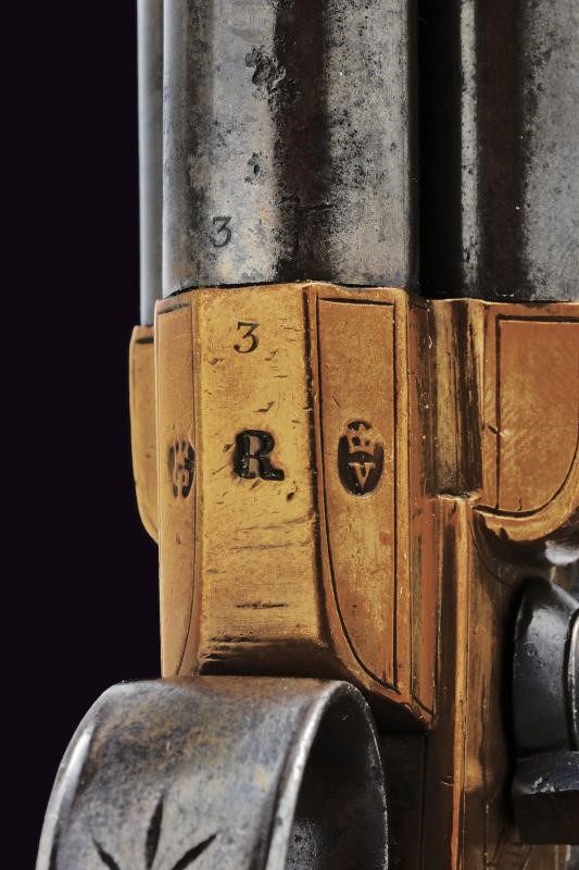 Raro mazzagatto a pietra focaia a tre canne di Richards