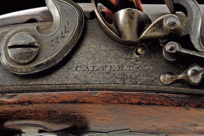 Pistola a pietra focaia da viaggio firmata Calvert