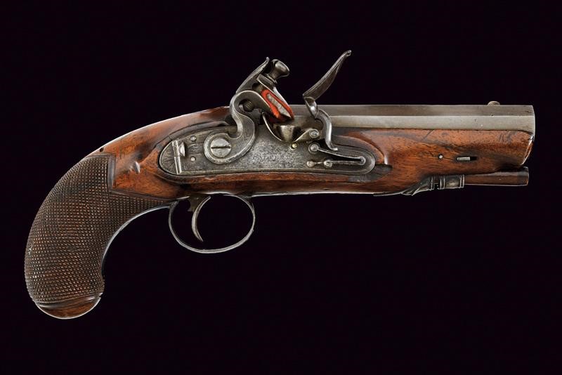 Pistola a Pietra Focaia da Viaggio Firmata Calvert