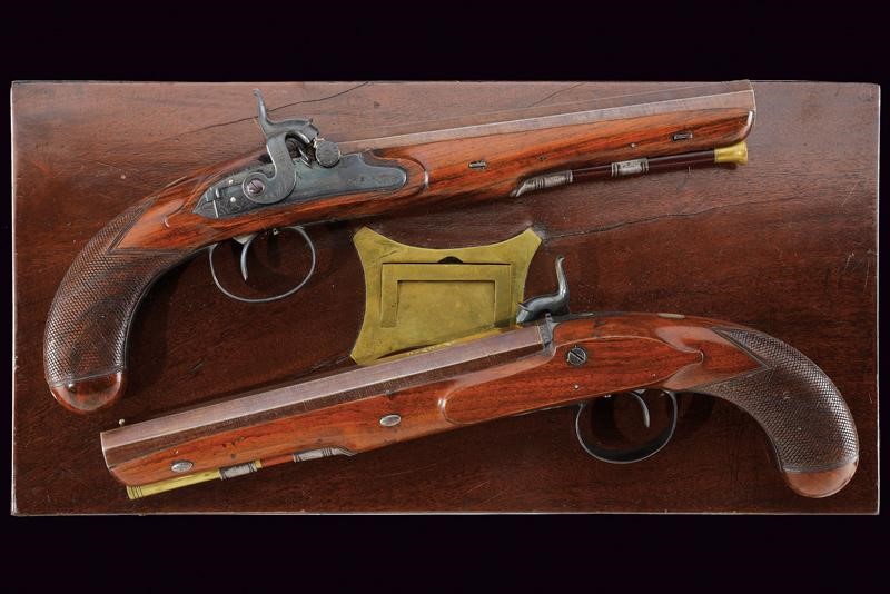 Paio di pistole a luminello di Sutherland in cassetta