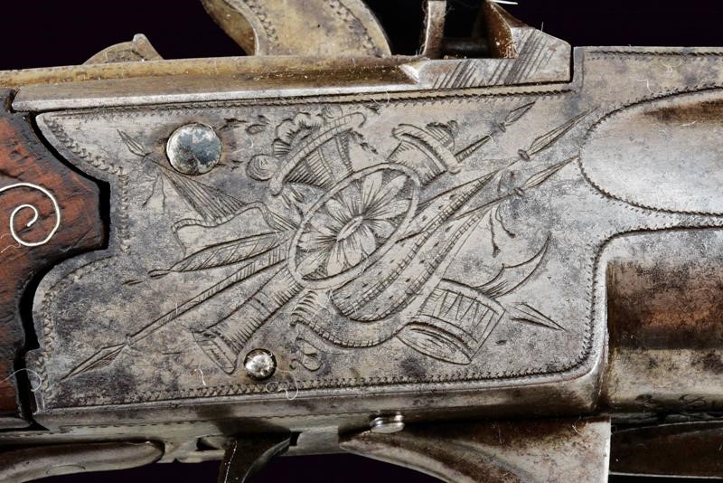 Raro paio di pistole a semi-retrocarica di Wheeler, con baionetta a scatto