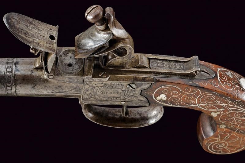 Raro paio di pistole a semi-retrocarica di Wheeler, con baionetta a scatto