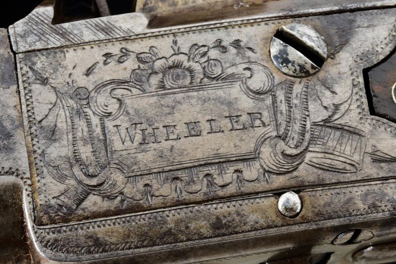 Raro Paio di Pistole a Semi-retrocarica di Wheeler, con Baionetta a Scatto