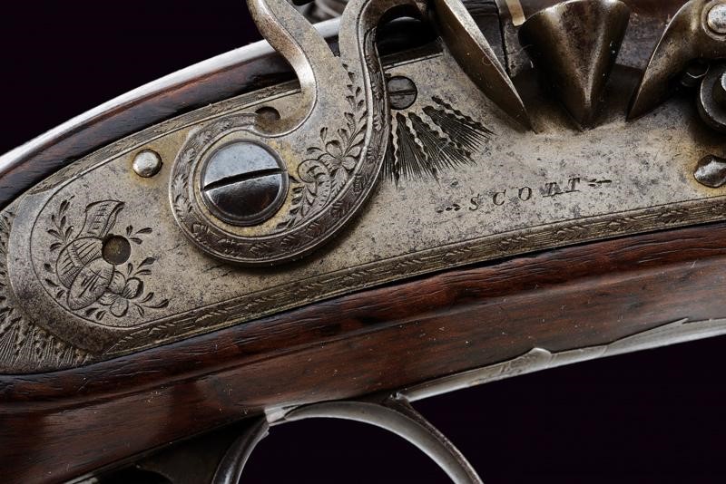 Bellissima doppietta a pietra focaia di Scott