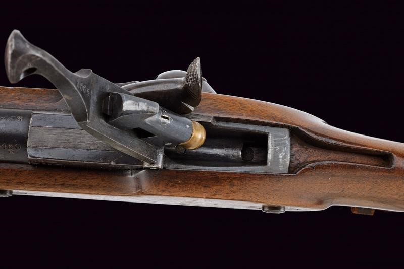 Rara carabina a luminello Whitworth con sistema a retrocarica Westley Richards "Monkey Tail"