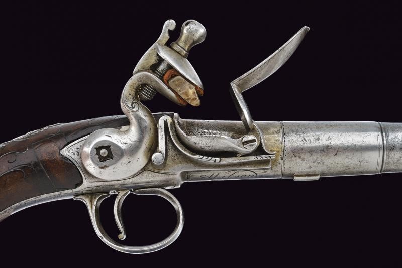Pistola Queen Anne a Pietra Focaia con Fornimenti in Argento di Wilson