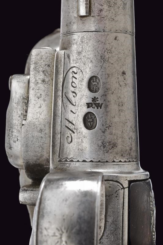 Pistola Queen Anne a Pietra Focaia con Fornimenti in Argento di Wilson