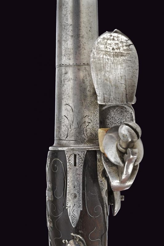 Pistola Queen Anne a Pietra Focaia con Fornimenti in Argento di Wilson