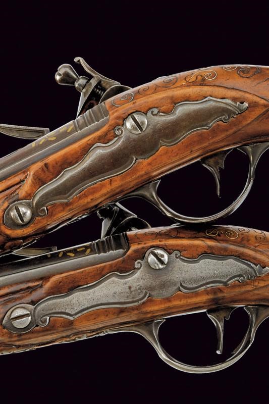 Paio di pistole a pietra focaia da viaggio di Lorandi