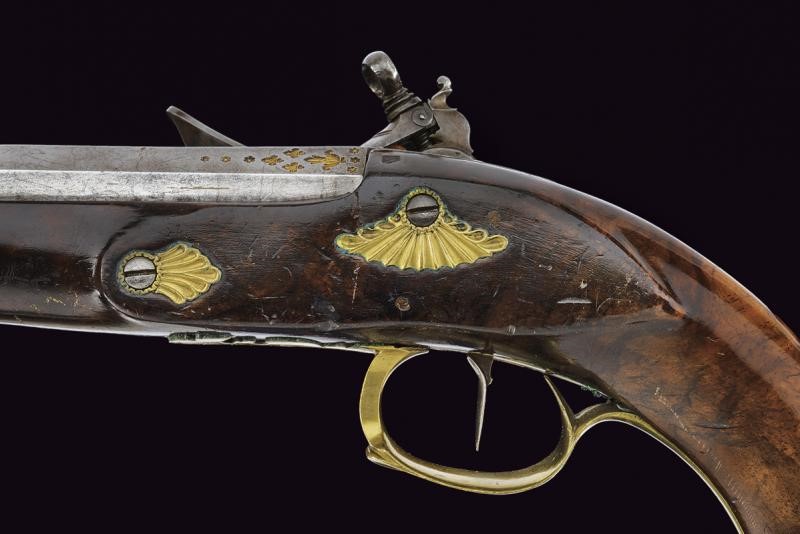 Bel paio di pistole a pietra focaia alla micheletta da ufficiale