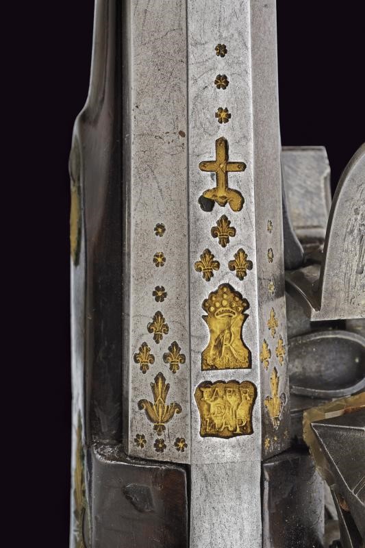 Bel paio di pistole a pietra focaia alla micheletta da ufficiale