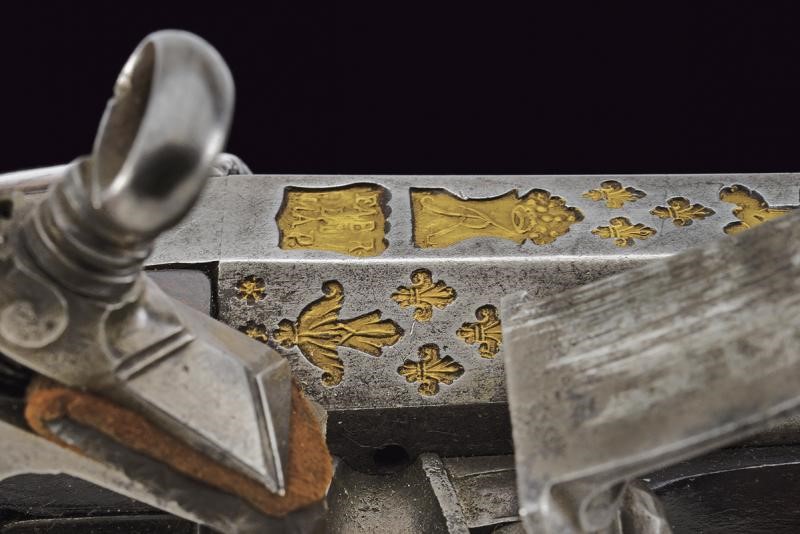 Bel paio di pistole a pietra focaia alla micheletta da ufficiale