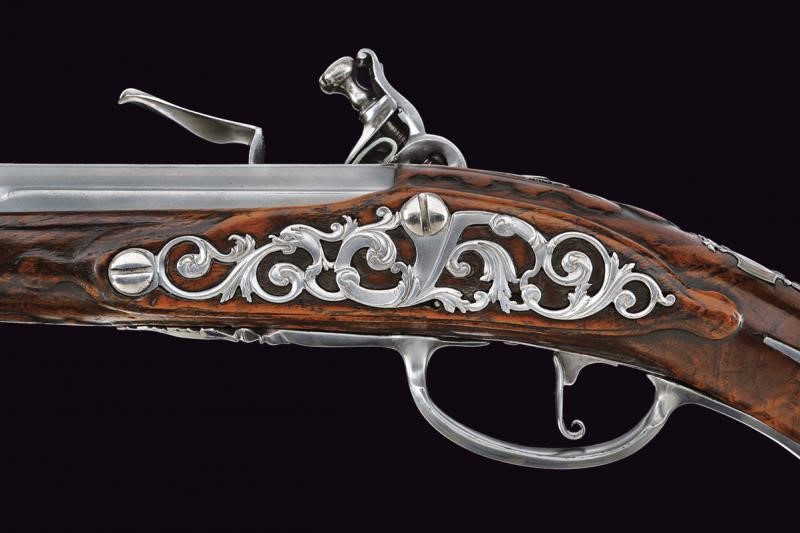 Paio di elenganti pistole a pietra focaia di Devillers