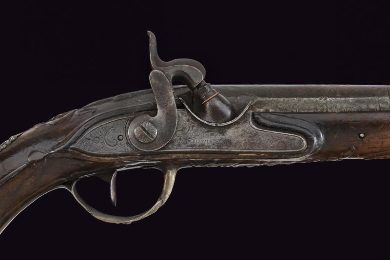 Pistola di Rousset ridotta a luminello, con fornimenti in argento