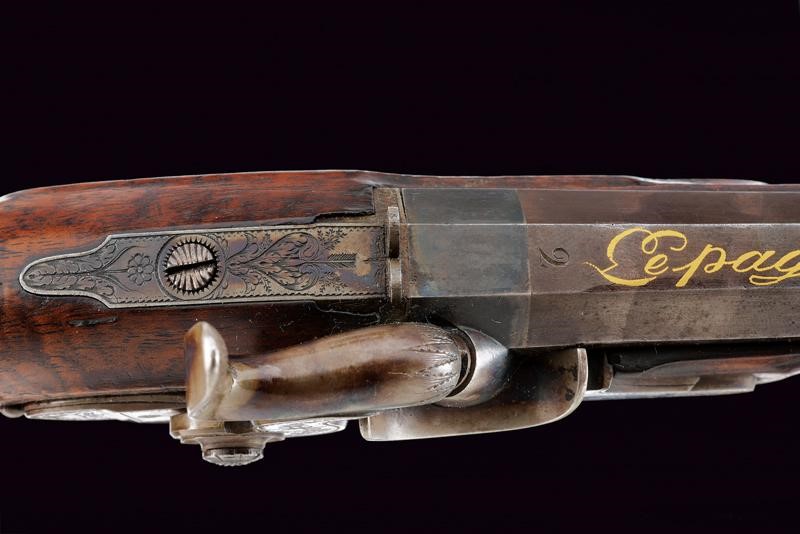 Paio di belle pistole a luminello da ufficiale di Le Page