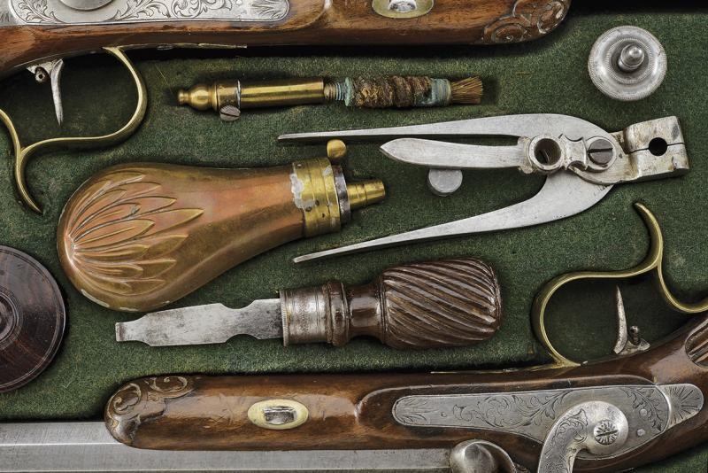 Paio di pistole a luminello da tiro in cassetta