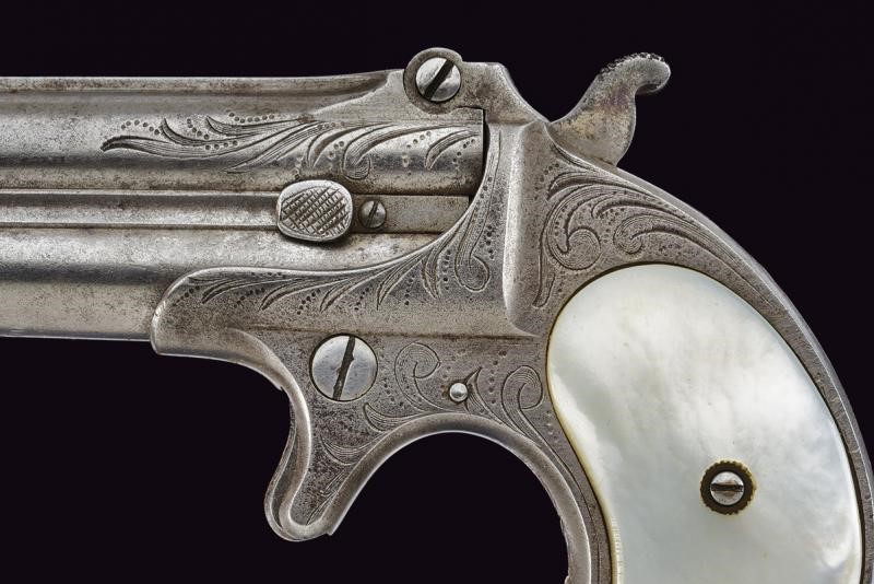 Delizioso paio di pistole Remington double Deringer in cassetta