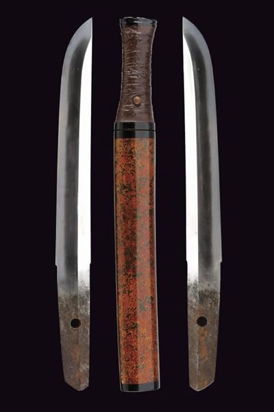 Tanto in Koshirae Aikuchi Tsugaru-nuri