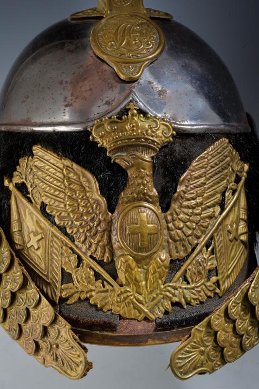 Raro Elmo da Ufficiale di Cavalleria Dell'epoca di Carlo Alberto