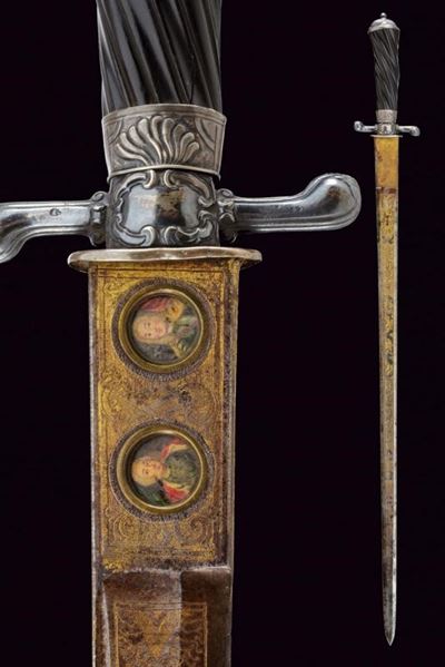 Rarissimo Paloscio da Caccia Ornato a Due Miniature