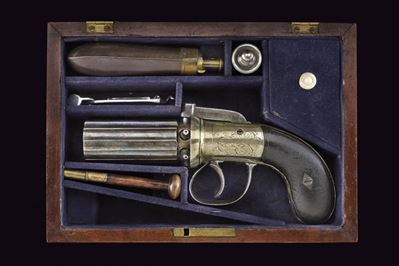 Pepperbox Revolver a Luminello di Manton in Cassetta