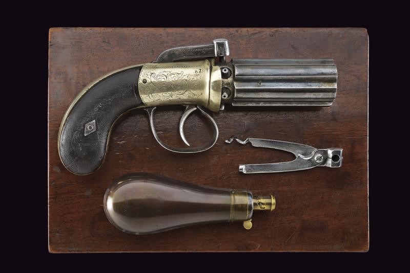 Pepperbox Revolver a Luminello di Manton in Cassetta