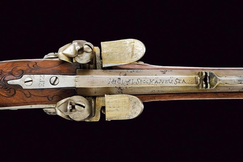 Raro Doppelstutzen Mod. 1768 a Pietra Focaia Firmato Michael Spock
