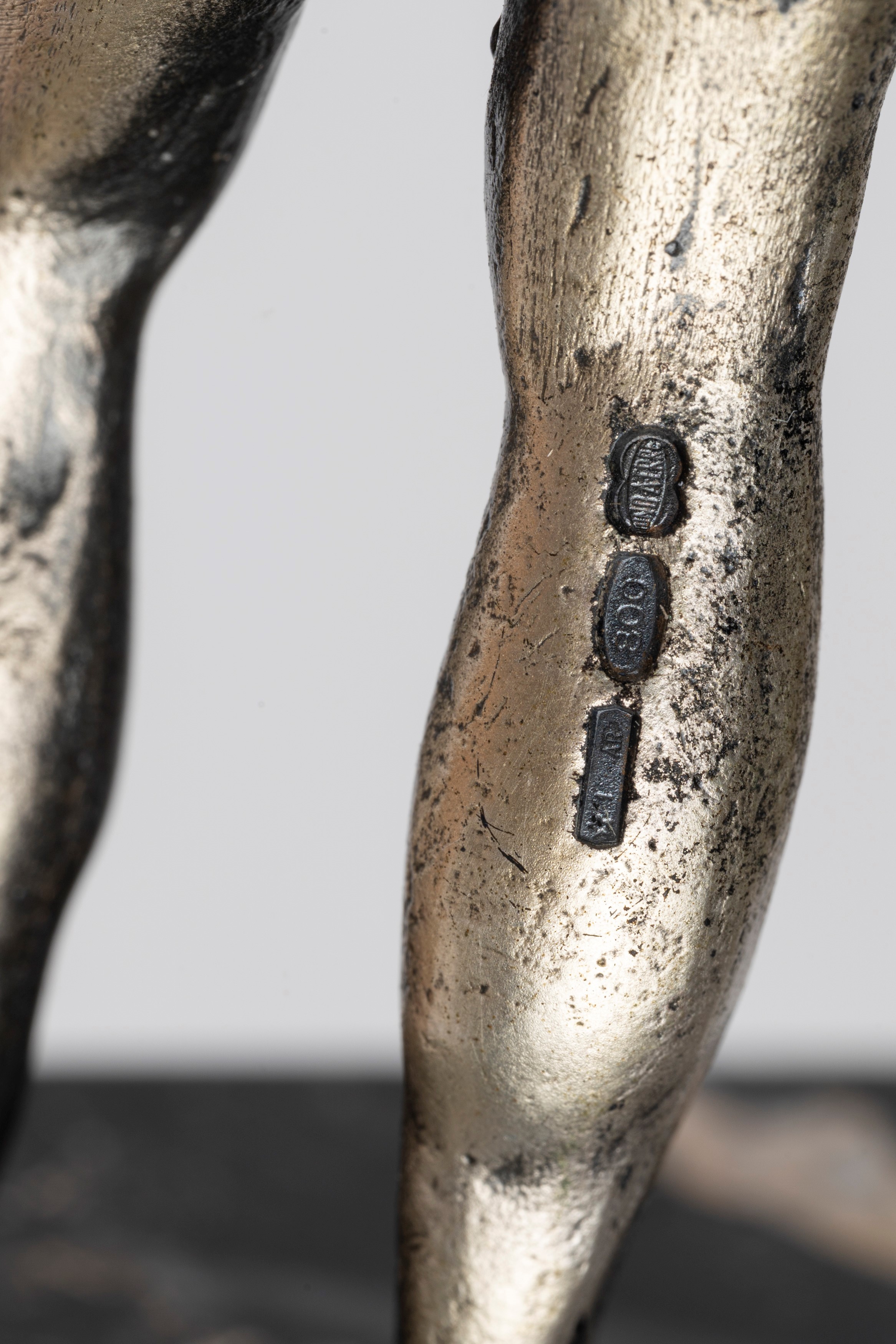 Coppia di Sculture in Argento Raffiguranti i Bronzi di Riace